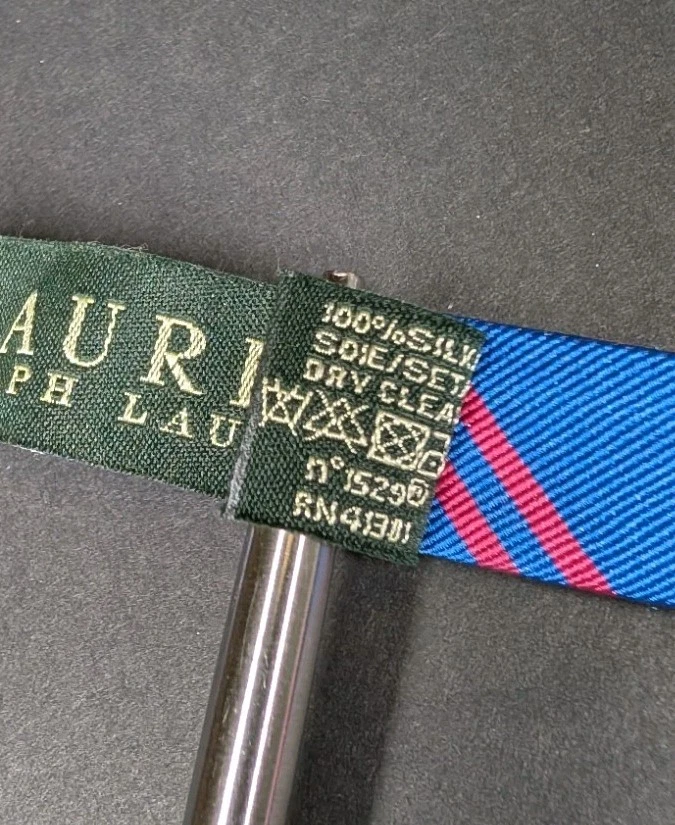 Pajarita Lauren Ralph Lauren Rayas Hecha a Mano 100% Seda Multicolor 2.5"  Foto 4 de 4
