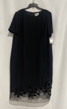 Adrianna Papell Women's Black Velvet Floral Sheath Plus Size Dress 20W NWT