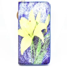 Heimish Yellow Daffodil Flower Printed Vinyl Zip Around Clutch Wallet