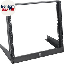 10U Desktop Rack for Audio Network Devices 19 Inch 2 Post Open Frame Shelf wit