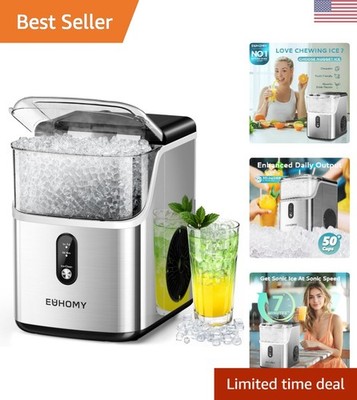 Stainless Steel Nugget Ice Maker - 35lbs Daily Soft Ice for Home & Office