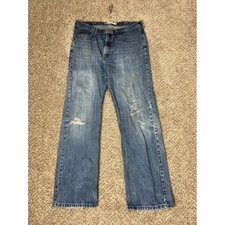 Lee Premium Select Regular Bootcut Jeans Mens 34x32 Medium Wash Distressed Blue