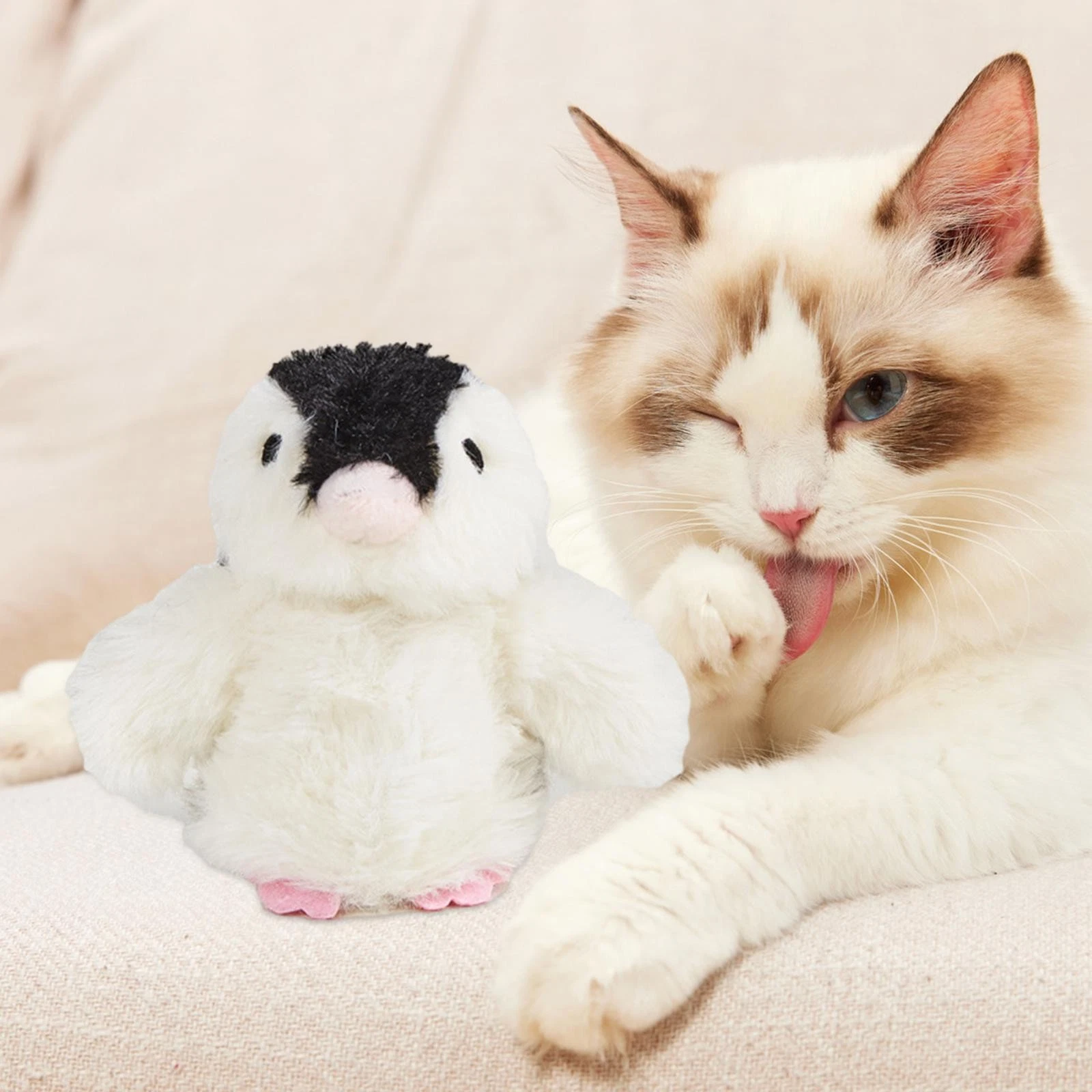 Interactive Cat Toy Automatic Chirping Penguin Toy for Indoor Cats Pet Supplies