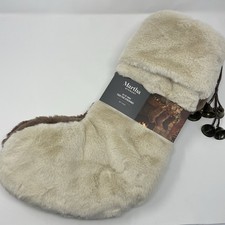 Martha Stewart Home Brown Faux Fur Bells Christmas Holiday Stocking 22" Set of 3