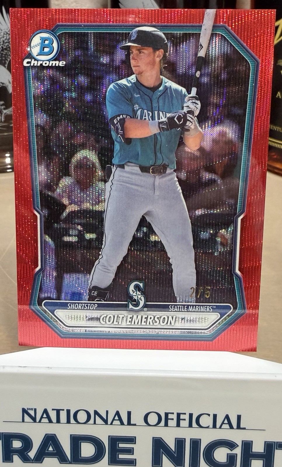 2026 Bowman Chrome Prospects - Colt Emerson /5 Red Refractor #BCP-154  (RC) view 2