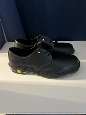 Dr Martens 1461 Black Leather Oxford Shoes Marbled Sole Black Yellow Uni M8, W9