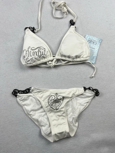 Sinful By Affliction Womens Y2K Bikini Cape Cod Chain Size M/L White