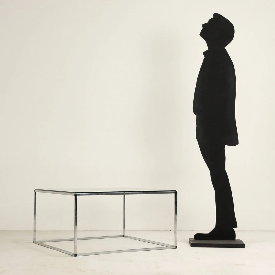 Mesa de Centro Vintage Metal Cromado Vidrio Diseño Italia Años 80 Original Foto 2 de 4