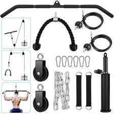 Fitness Cable Pulley System, Gym LAT and Lift Pulldown Machine Attachments, H...