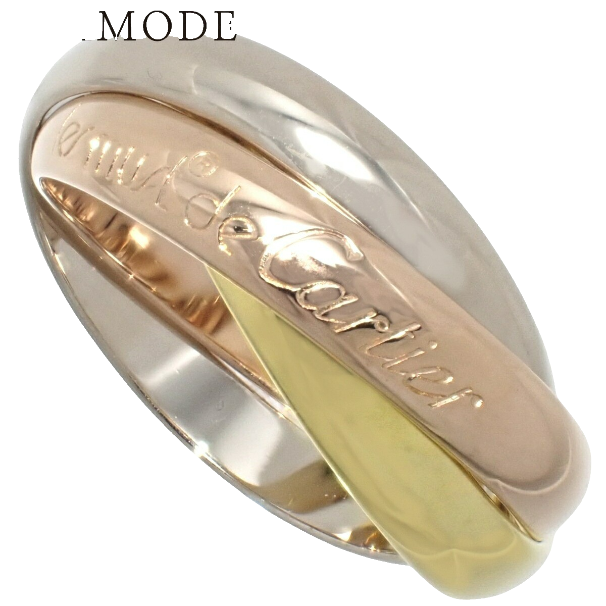 美品 Cartier Trinity ring YG WG PG Cartier Trinity Ring Les Must K18YG PG WG 3 Gold 51 7.0g Ladies