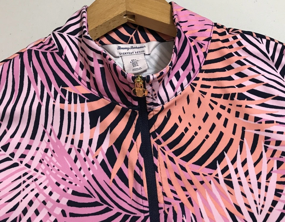 Pulôver de golfe feminino Tommy Bahama Everyday Active 1/4 zíper estampa tropical tamanho G - Imagem 3 de 4