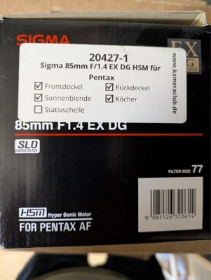 Sigma EX 1,4/85mm HSM DG für Pentax AF Lichtstark