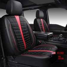 CAR PASS Leather Air Mesh Seat Covers for Cars, Two Front Black And Red 2-Seat