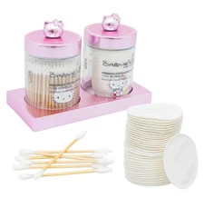 The Creme Shop x Hello Kitty Reusable Glass Jar Duo Cotton Swabs Cotton Pads