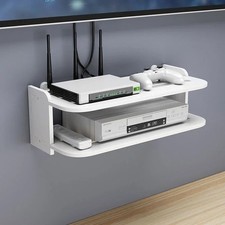 Environmental 2 tier floating shelves WiFi router hanging layer multi tap outlet