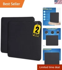 Non-Slip Rubber Mouse Pads, 9x7.5 Inches, Black - 2 Pack for Enhanced Control