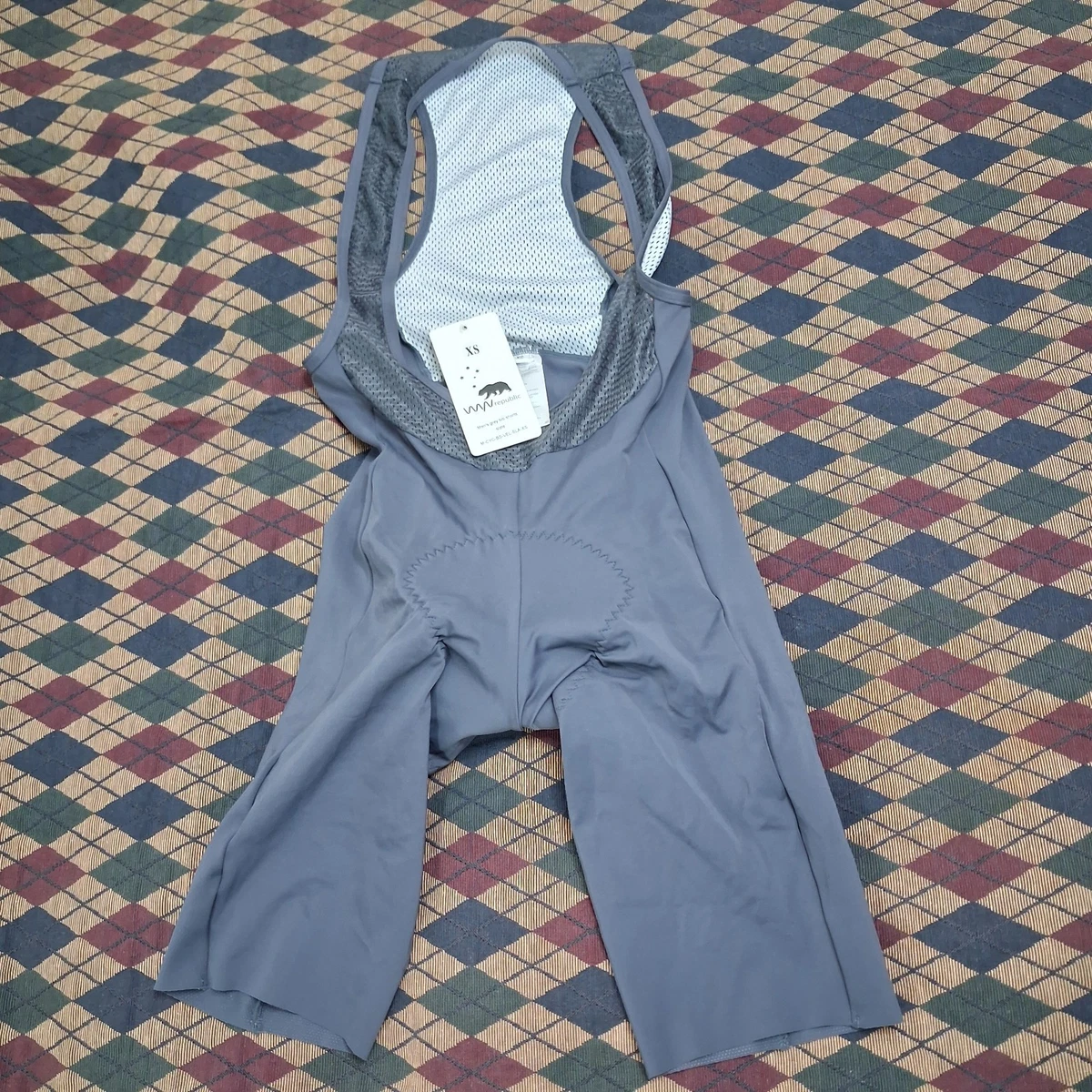 WYN Republic Bib Shorts Cycling Padded Bibs Mens XS Grey Slate