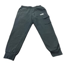 PUMA Essentials Mens Black Cargo Pants Tapered Leg Elastic Waist Size M