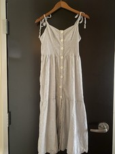 Urban Outfitters White Button Front Midi Dress Womens Medium Tie Strap