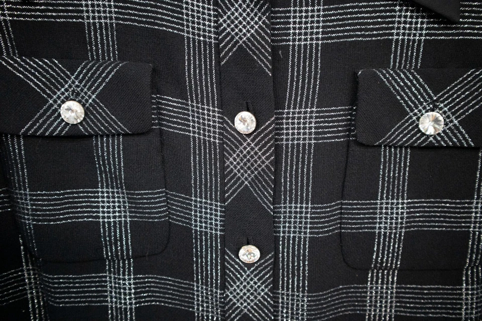 Top vintage años 70 VALENTINO Boutique diamante negro abotonado talla 12 lana Italia Foto 3 de 4