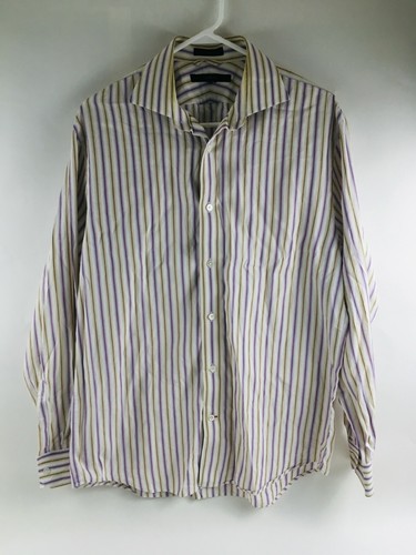 Dress Shirt, Yellow Purple Striped Size 