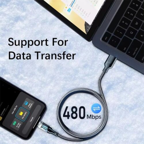 120w Super Fast USB Type-C Charging Cable Braid Phone Charger Lead with Display - Picture 8 of 10