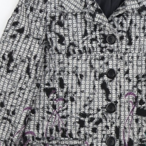 Gerard Womens Multicoloured Geometric Pea Coat Size 12 Button - Picture 11 of 12