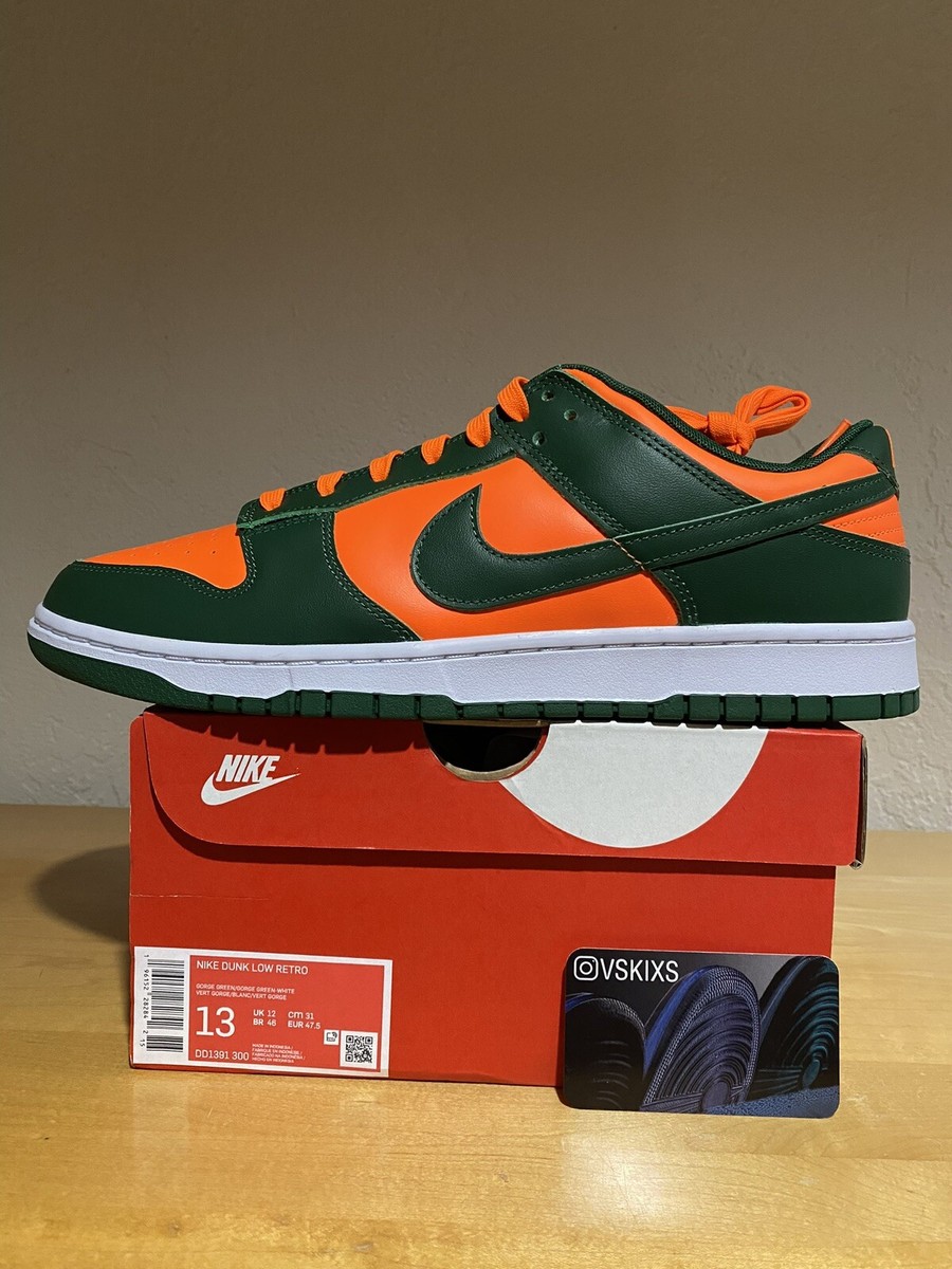 Nike Dunk Low Retro Miami Hurricanes Gorge Green Men display picture 2