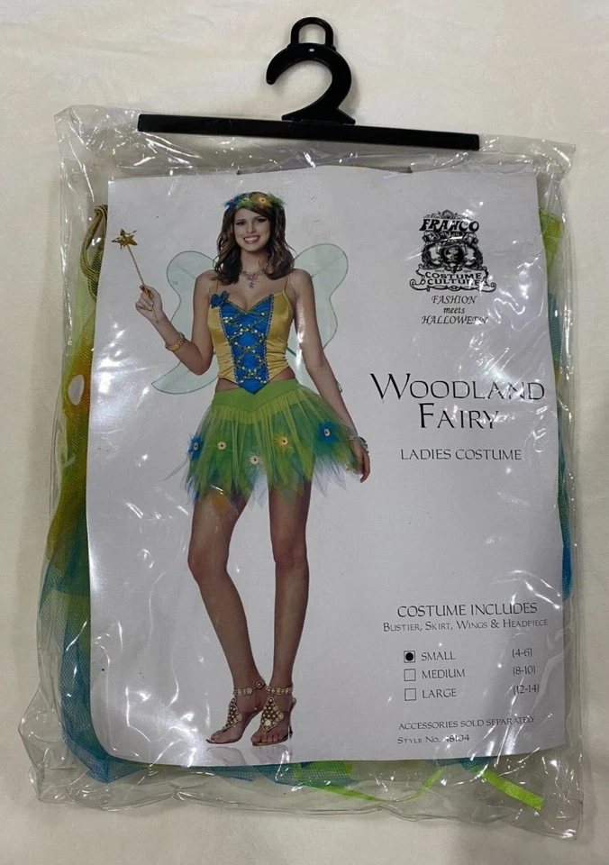 Fantasia Feminina de Fada (Fada da Floresta) COM Asas e Cabeça, Tamanho P (4-6), NOVO - Imagem 2 de 4