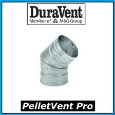 DURAVENT PELLETVENT PRO Pipe 4" Diameter 45 Degree Elbow #4PVP-E45 PELLET PIPE