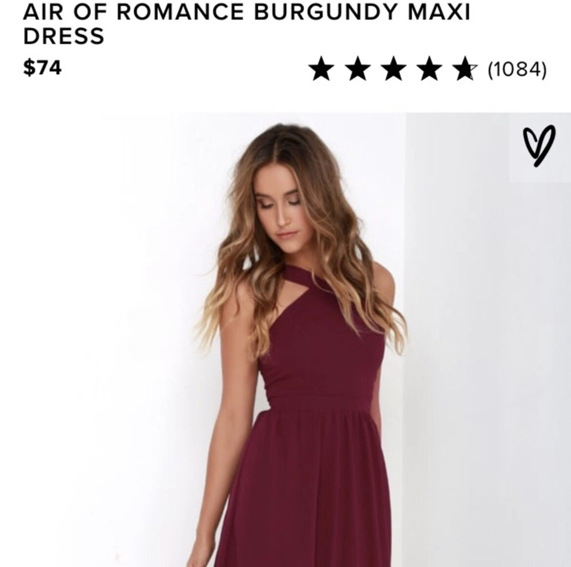 Lulus Air Of Romance Maxi Dress Burgundy Size XS Halter Neck Chiffon Sleeveless
