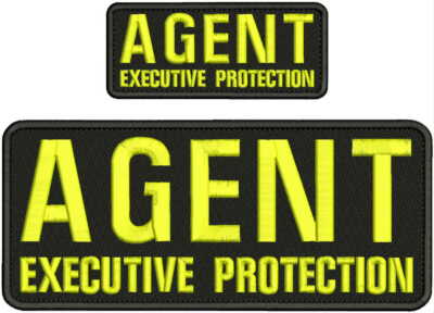 AGENT EXECUTIVE PROTECTION EMB PATCH 4X10 AND 2X5 HOOK ON BACK BLACK/YELLOW