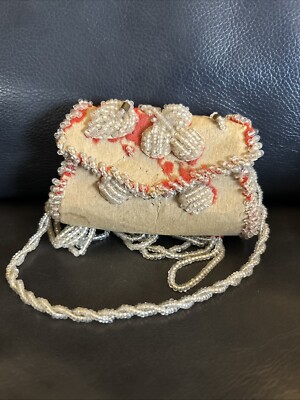 Vintage Antique Native American Hand Beaded Souvenir Pouch