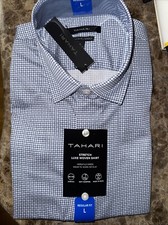 Tahari Men's Luxe Woven Dress Shirt  Blue White Size Large B76