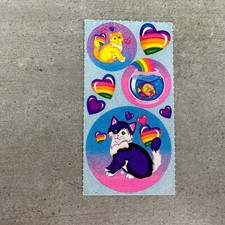 VTG Lisa Frank Stickers Kitty Cat Goldfish Tank Rainbow Hearts 1990s USA Module