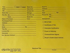 Pre-Printed Deal Jacket for Auto or Vehicle Sales AP-DSA-546 Yellow  Qty 200 P13 
