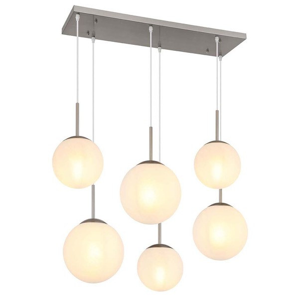 HäNgelampe Esszimmerleuchte Pendelleuchte Glaskugeln 6-Flammig Alabaster E27-image