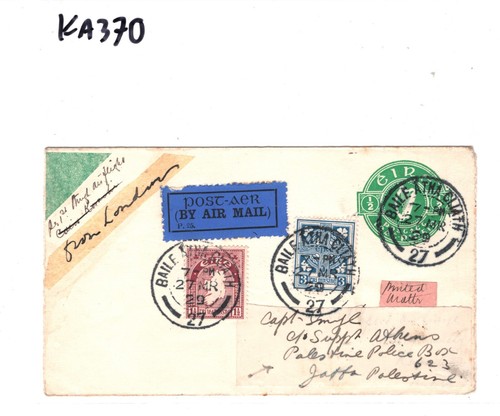 IRELAND EIRE Air FIRST GB FLIGHT 1929 Cover *PALESTINE POLICE BOX* Jaffa KA370 - Picture 9 of 12
