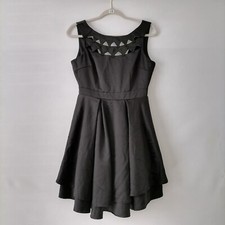 Lulu's Womens Black Cutout Round Neck Sleeveless Fit & Flare Short Dress Size M