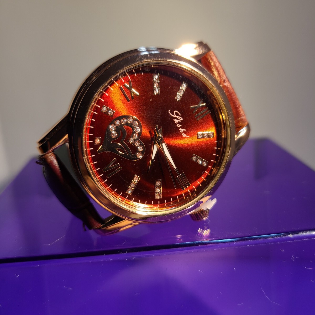 Leather Strap Watch with Crystal Accents, Roman Numerals, 28mm Case Buy Strada Austrin Crystal Japanese Movement Roman Number  main image 3