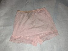 VTG 60s Tap Pant Pink Nylon Lace Pettipants Boy Shorts Silky Satin Panties S/M
