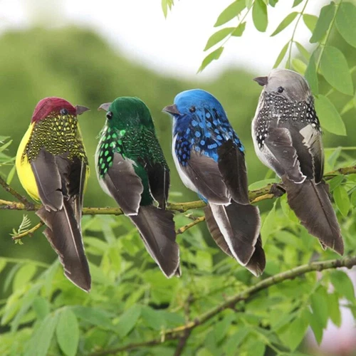 Mini passero in schiuma di piuma finta uccellini artificiali decorazione casa giardino - Foto 2 di 21