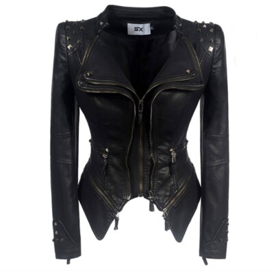 pu leather women jacket