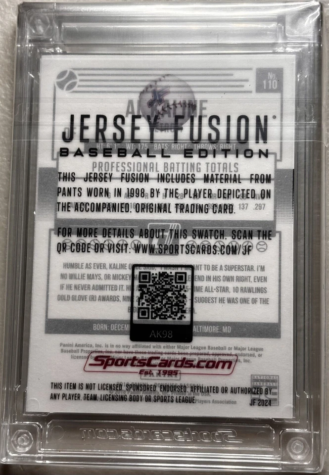 AL KALINE 2022 DONRUSS JERSEY FUSIÓN JUEGO USADO MUESTRA PARCHE Q1586 Foto 2 de 4
