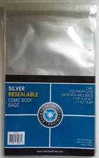 (100) CSP Silver Comic Book Bags Resealable Protectors New NIP 7 1/8 x 10 1/2
