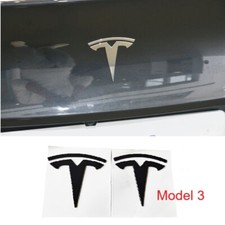 For Tesla 2PCS Model 3 rear& front Emblems dual motor plastic LOGO gloss black
