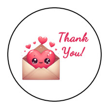 30 Valentines day thank you mail envelope seals, stickers labels, tags, round