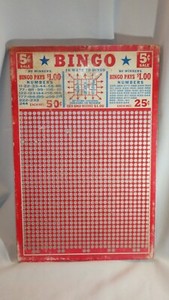 VTG BINGO Punch Board Game Trade Stimulator Gambling 5 CENT 