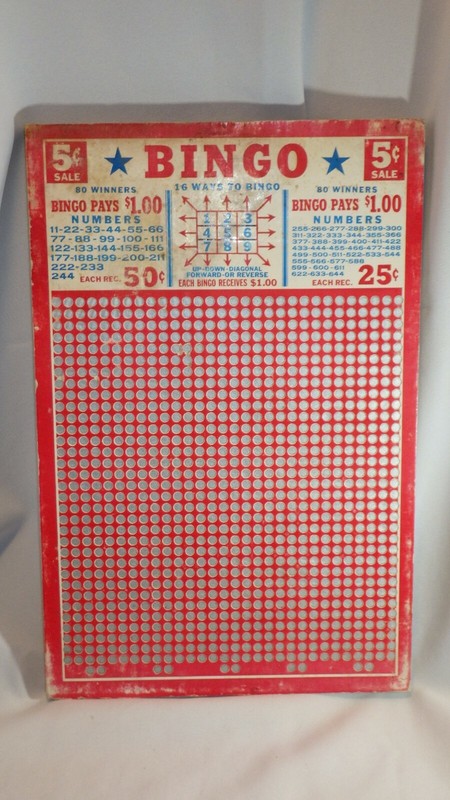VTG BINGO Punch Board Game Trade Stimulator Gambling 5 CENT 