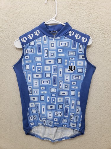 Pearl iZumi Women Jersey Small Blue Printed 100%Polyetser Sleeveless Cycling Top
